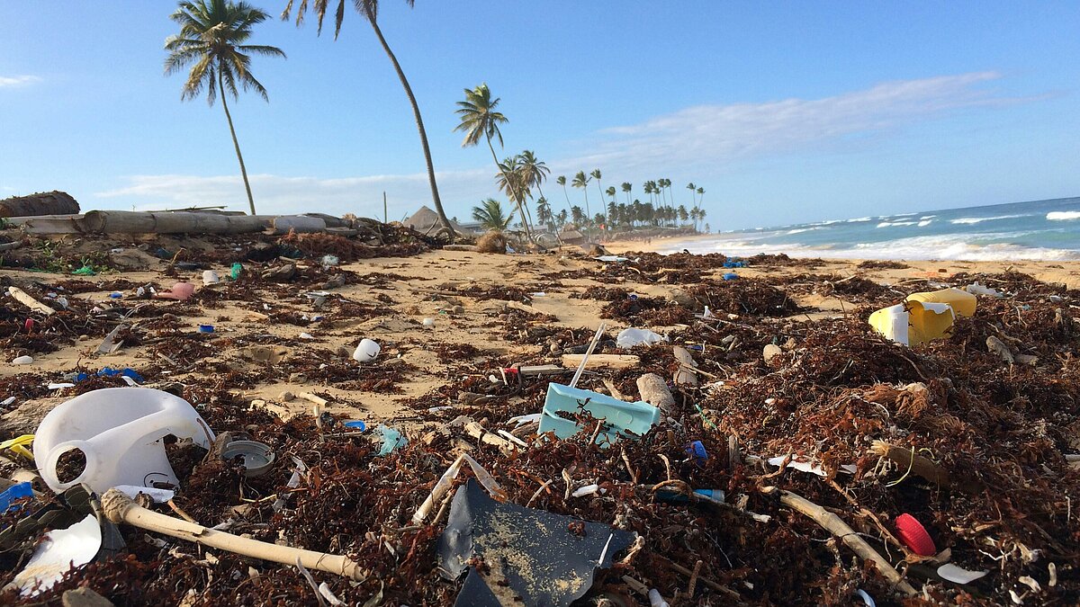 [Translate to Hongkong (Englisch):] Heavily polluted beach with plastic waste representing ocean pollution