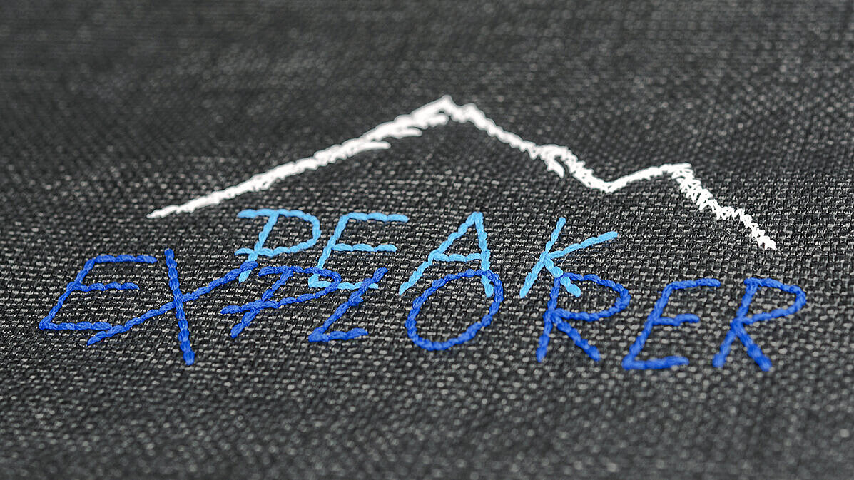 [Translate to Vietnamesisch:] PEAK EXPLORER embroidery design for tests - clear details and volume