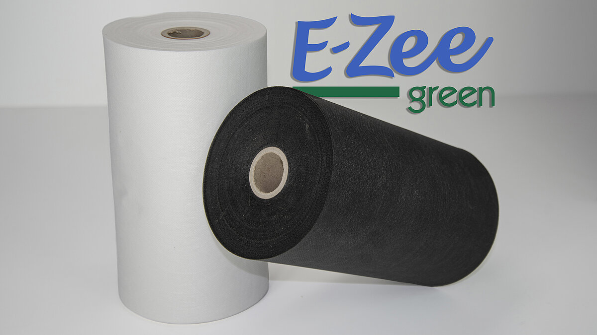 E-ZEE Green Cut rPES embroidery backing on rolls in black and white