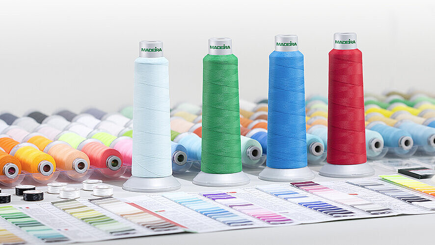 [Translate to Hongkong (Englisch):] Selection of Frosted Matt embroidery thread with different coloured cones